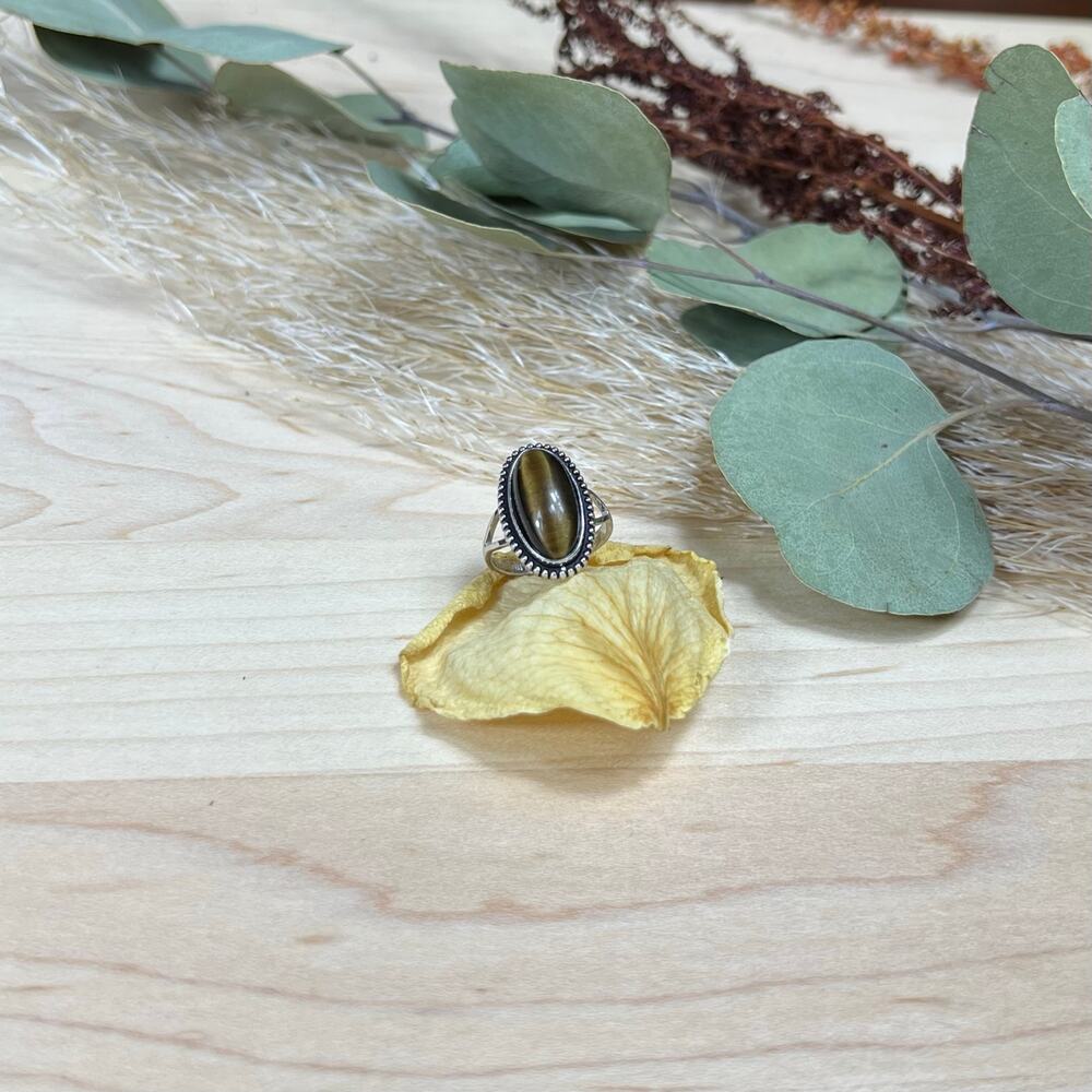 Vintage Clark and Coombs C&C Sterling Silver Elongated Agate Ring Size 4.75 - Picture 4 of 10